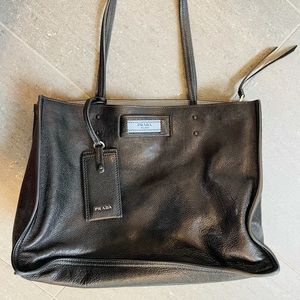 PRADA BLACK LEATHER SHOULDER AND ARM BAG